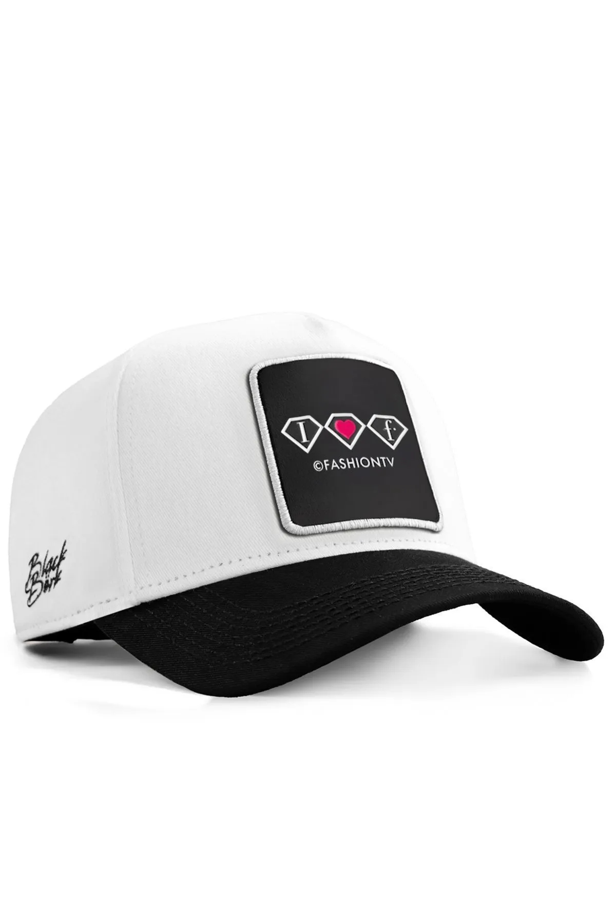 Fashion V1 F - Logolu Unisex Siyah Siperli Beyaz Şapka (CAP)