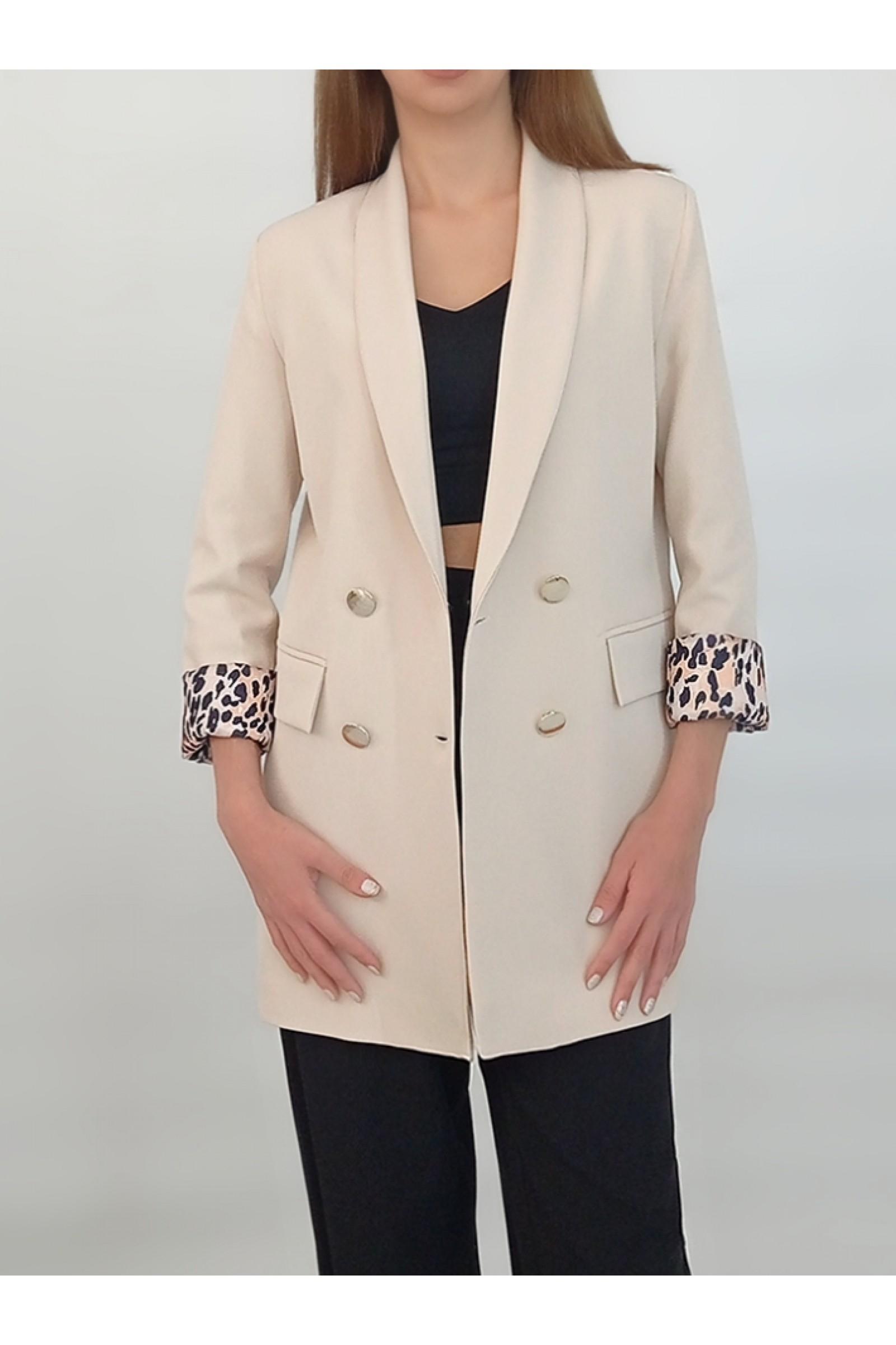 Bg Leopar Detaylı Blazer Ceket 