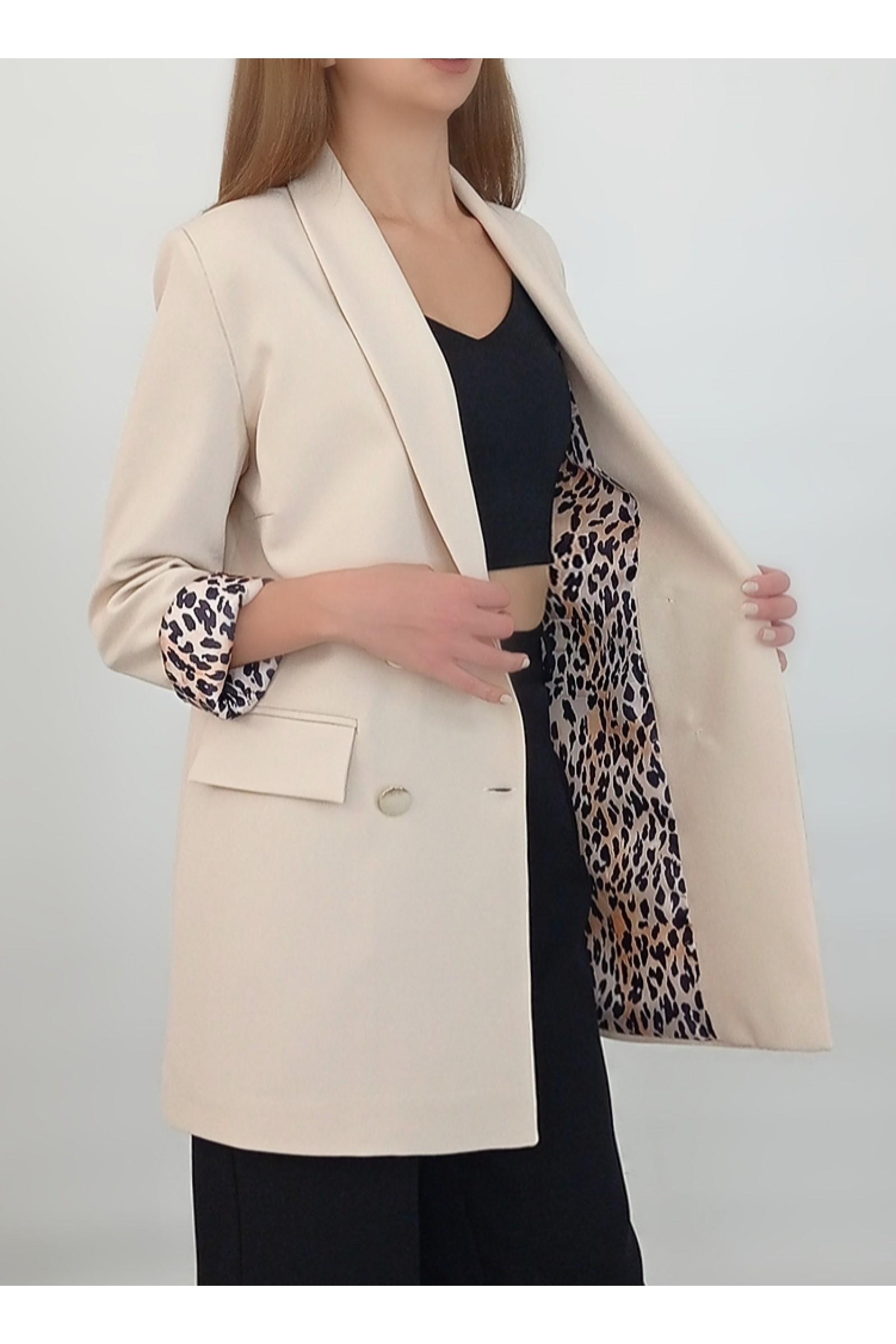 Bg Leopar Detaylı Blazer Ceket 