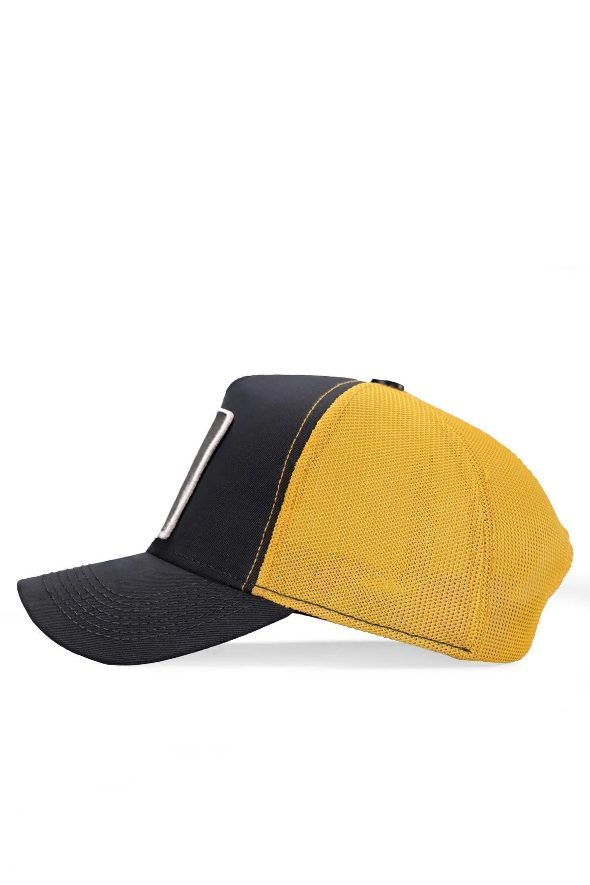  Fashion V1 F - Logolu Unisex Antrasit-Sarı Şapka (CAP)