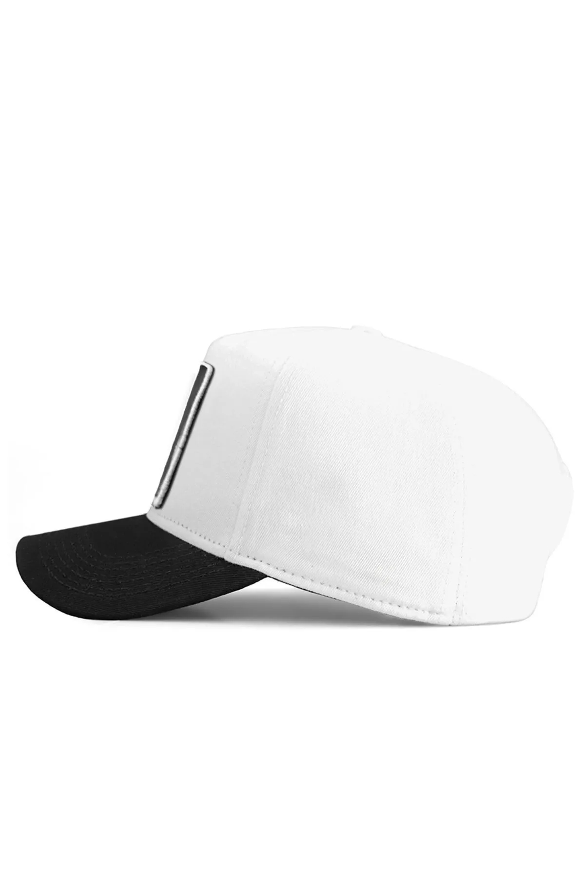 Fashion V1 F - Logolu Unisex Siyah Siperli Beyaz Şapka (CAP)