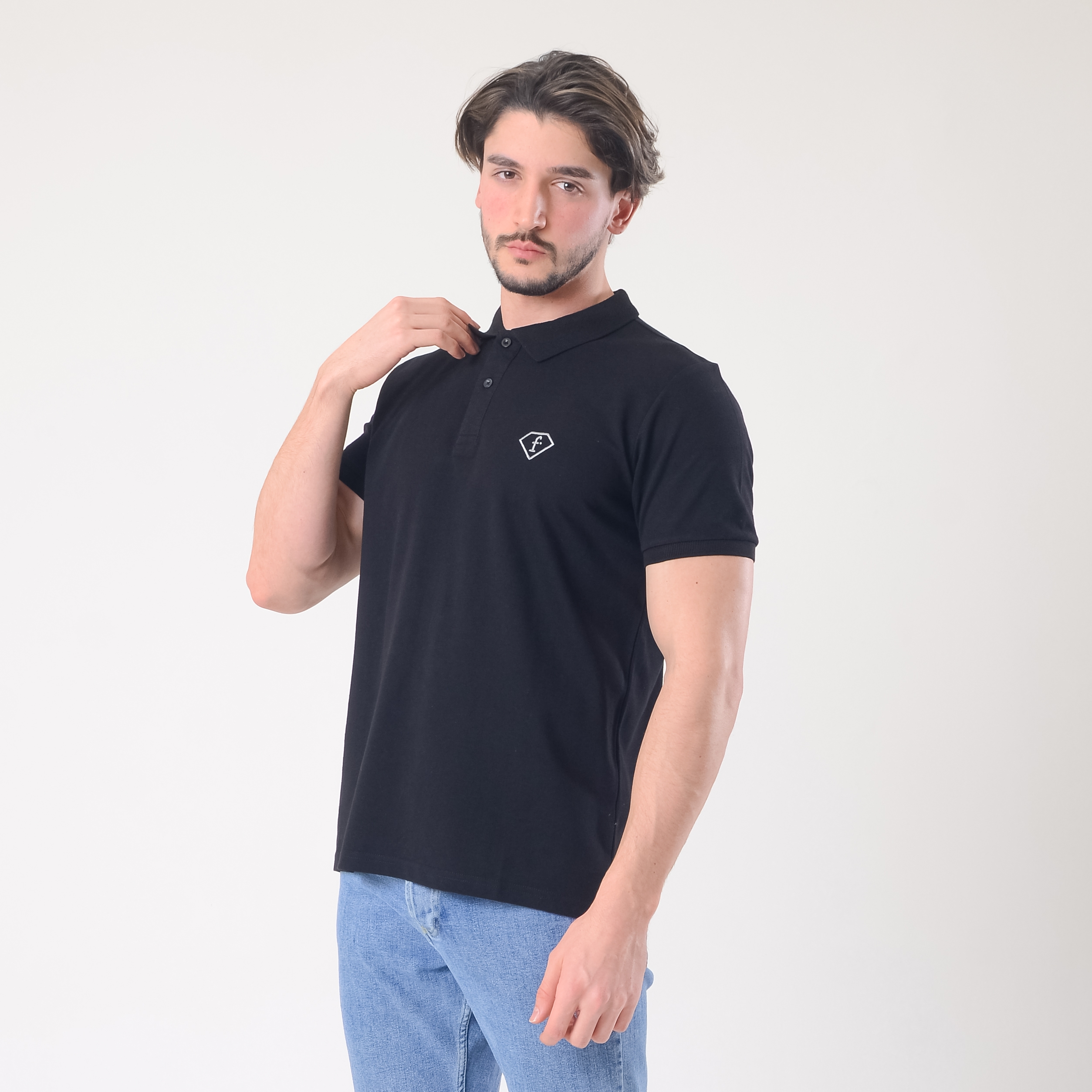 FashionTv Gümüş Nakışlı POLO YAKA T-SHIRT