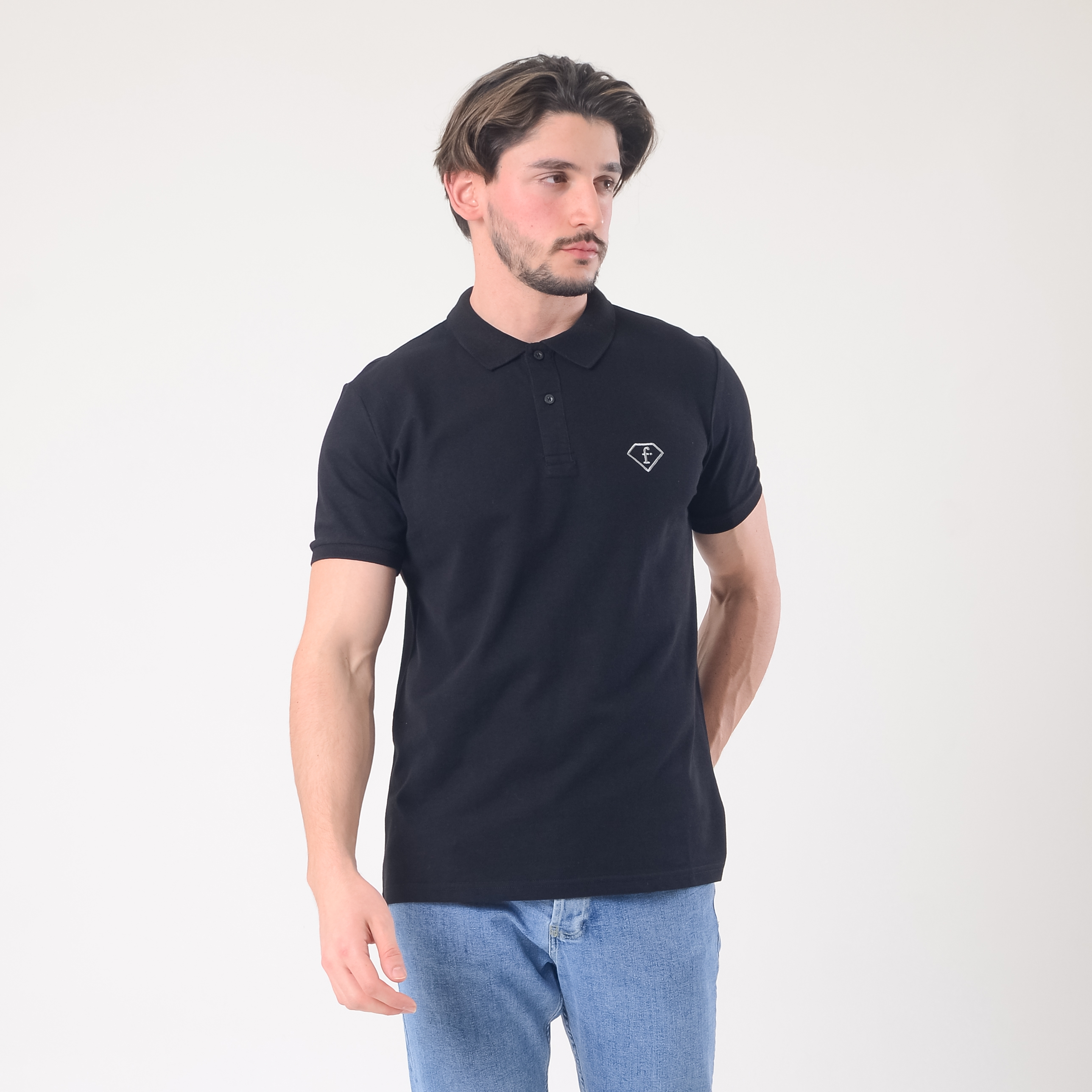 FashionTv Gümüş Nakışlı POLO YAKA T-SHIRT