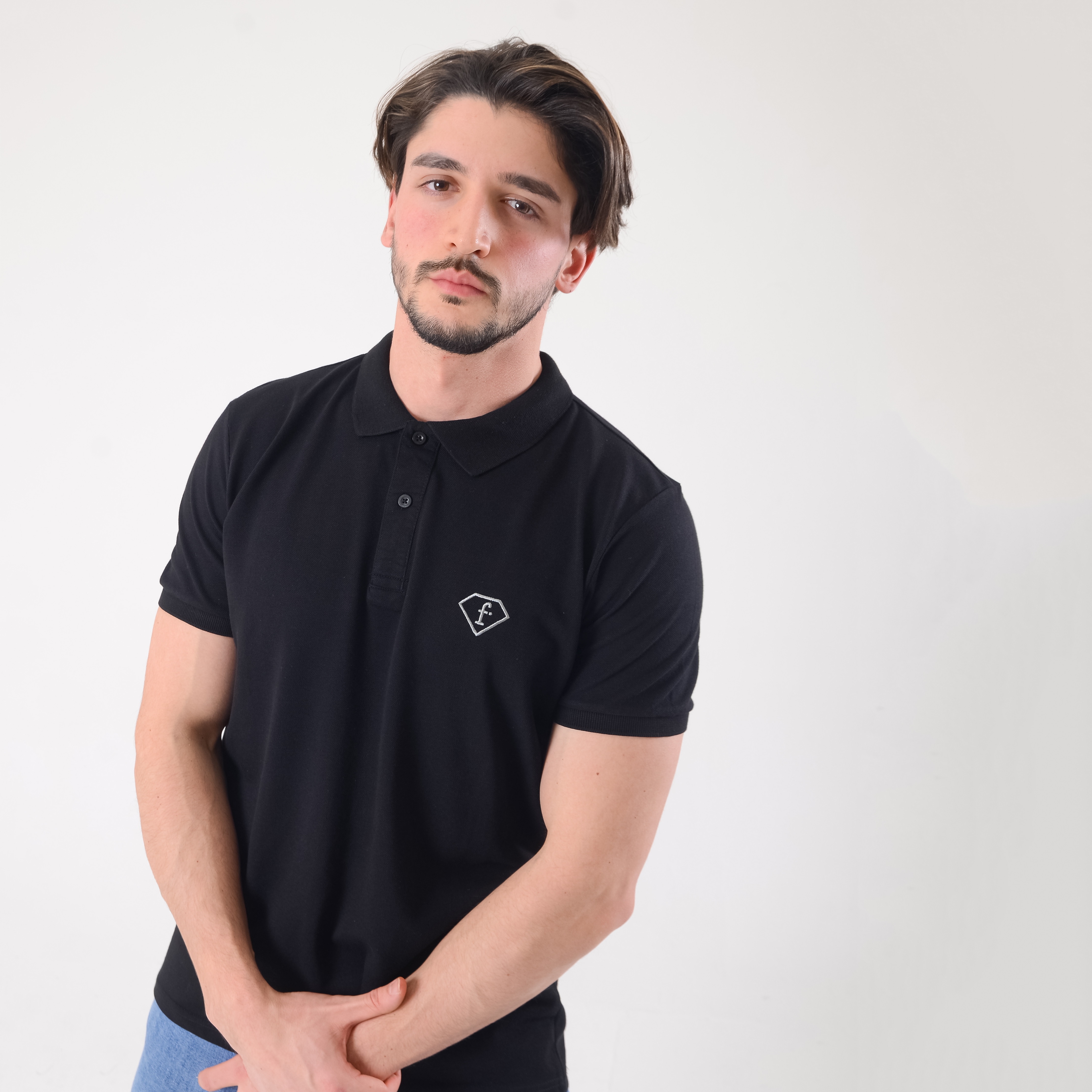 FashionTv Gümüş Nakışlı POLO YAKA T-SHIRT