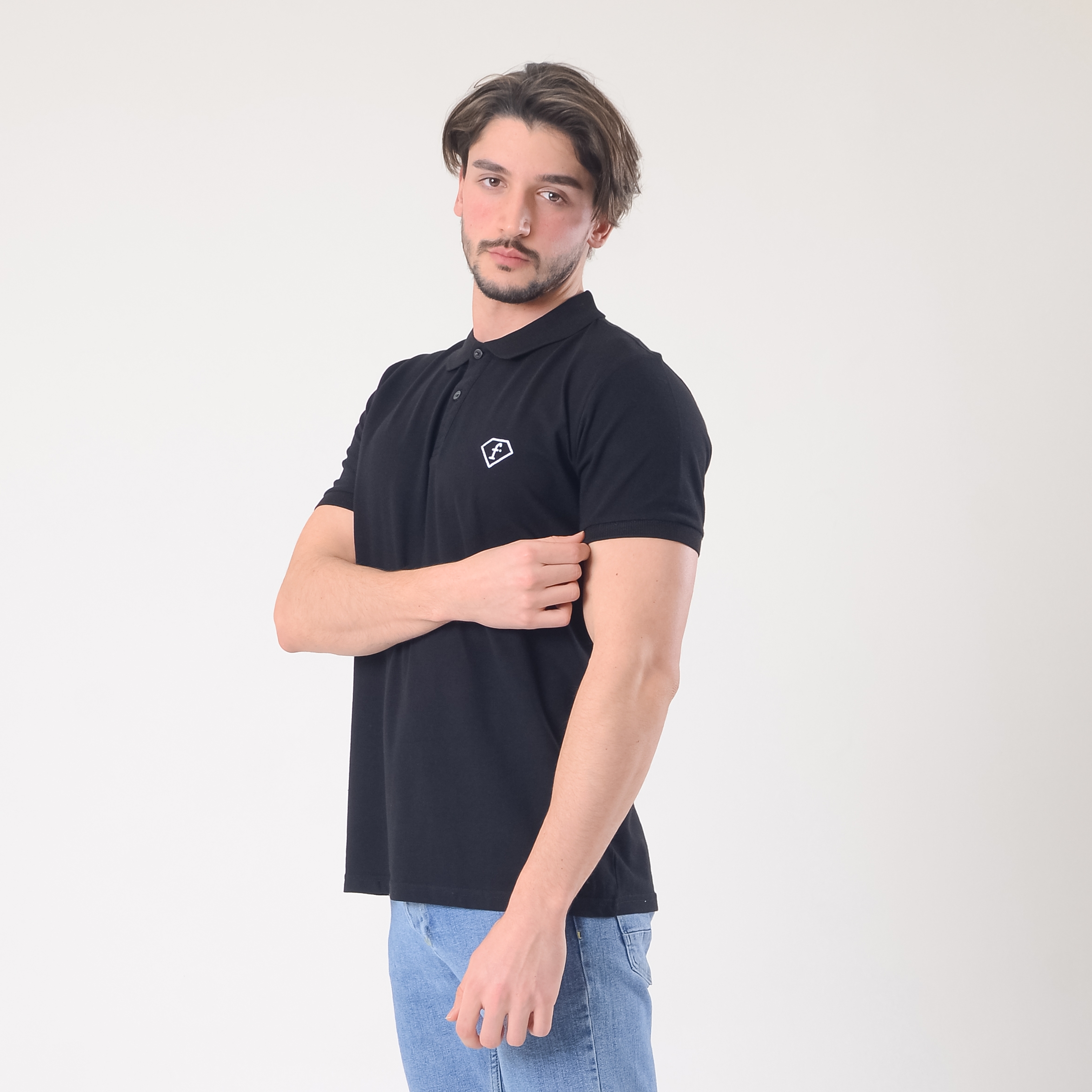 FashionTv Beyaz Nakışlı POLO YAKA T-SHIRT